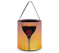 LMNGH Sacs cadeaux avec poignée, sac à bonbons, seau cadeau portable, joli motif coucher de soleil, verre à vin, sac à bonbons, panier à bonbons, Verre à vin coucher de soleil, 7.9x8.3 inches