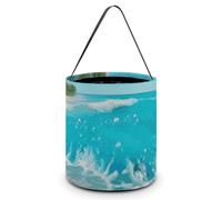 LMNGH Sacs cadeaux avec poignée, sac à bonbons, seau cadeau portable, joli sac à bonbons imprimé plage tropicale bleu, Tropical Blue Sea Beach, 7.9x8.3 inches