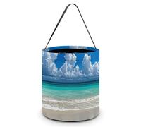 LMNGH Sacs cadeaux avec poignée, sac à bonbons, seau cadeau portable, joli sac à bonbons imprimé plage tropicale sable blanc, Plage de sable blanc tropical, 7.9x8.3 inches