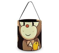 LMNGH Sacs cadeaux avec poignée, sac à bonbons, seau cadeau portable, joli singe de dessin animé tenant des fruits, sac à bonbons, panier fourre-tout, Singe de dessin animé tenant des fruits, 7.9x8.3