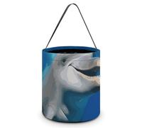 LMNGH Sacs cadeaux avec poignée, sac à bonbons, seau cadeau portable magnifiquement imprimé dauphin heureux sac à bonbons panier fourre-tout, Dauphin heureux, 7.9x8.3 inches