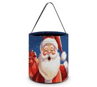 LMNGH Sacs cadeaux avec poignée Sac fourre-tout portable Seau cadeau de Noël Magnifique sac à bonbons imprimé Père Noël Sac fourre-tout panier à bonbons, Père Noël, 7.9x8.3 inches