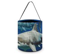 LMNGH Sacs cadeaux avec poignée Sac fourre-tout Sac à bonbons Seau Cadeau Portable Seau Beau Deux requins blancs Imprimés Sac à bonbons Panier fourre-tout, Deux requins blancs, 7.9x8.3 inches