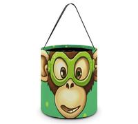 LMNGH Sacs cadeaux avec poignée Sac fourre-tout Sac à bonbons Seau Cadeau Portable Seau Beau Singe Vert Imprimé Sac à bonbons Panier fourre-tout, Singe vert, 7.9x8.3 inches