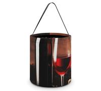 LMNGH Sacs cadeaux avec poignée Sac fourre-tout Sac à bonbons Seau Cadeau Portable Seau Beau Vin Rouge et Bouteille Imprimé Sac à bonbons Panier fourre-tout, Vin rouge et bouteille, 7.9x8.3 inches