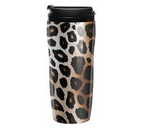 LMNGH Tasse à café avec couvercle anti-déversement - Tasse à café isotherme - Imprimé léopard - Gobelet à café sous vide pour voyage - Tasse à café en plastique - Tasse de voyage pour café, thé, bière