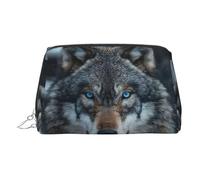 LMNUDS Blue Eyes Wolf Trousse de toilette compacte pour femme, Argenté, taille unique