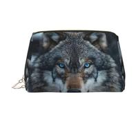 LMNUDS Blue Eyes Wolf Trousse de toilette compacte pour femme, doré, Taille unique