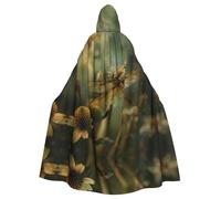 LMNUDS Cape à capuche unisexe libellule et fleur mystérieuse de la Renaissance pour Halloween, Noël, cosplay, fête, cape pour adulte