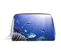 LMNUDS Shark Swimming Under The Sea Trousse de toilette compacte pour femme, Argenté., Taille unique