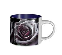 LMNUDS Tasses en céramique de grande capacité avec impression de roses gothiques pour la maison, le bureau, design élégant, poignée confortable