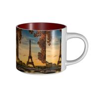 LMNUDS Tasses en céramique de grande capacité Motif Tour Eiffel Paris Automne Pour la maison et le bureau Design élégant Poignée ergonomique