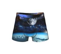 LMNvbz Boxer classique pour homme Imprimé Planète de l'espace, Noir , XXL