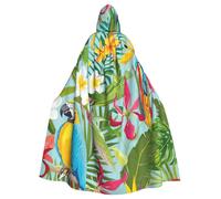 LMNvbz Cape à capuche unisexe avec plantes tropicales et perroquets pour Halloween, cosplay, costume de sorcière pour adulte