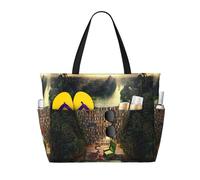 LMNvbz Grand sac de plage fourre-tout avec fermeture éclair et poche humide, sacs de voyage imperméables et pliables pour femmes, pour piscine, croisière et natation