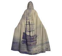 LMNvbz Old Pirate Ship In The Sea Cape à capuche unisexe pour Halloween, cosplay, fête, costume de vampire et sorcière pour adulte