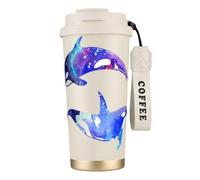 LMNvbz Orca Killer Whale Tasse à café isotherme en acier inoxydable 316 avec couvercle sous vide pour garder au chaud et au froid