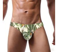 LMNvbz Sous-vêtements bikini pour hommes imprimés arbres et animaux Slip taille basse, Noir , S