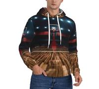 LMNvbz Sweat à capuche décontracté pour homme avec imprimé arène de basket-ball professionnel, pull à capuche ample à manches longues en polaire fine avec cordon de serrage et poche kangourou pour
