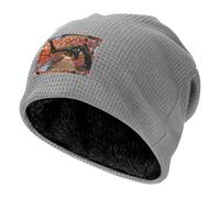 Lmnvbz Tree in The Fall - Bonnet d'hiver chaud en tricot gaufré, doublure en polaire douce, bonnet ample à revers souple, chapeau de tête de mort classique et épais pour homme et femme, gris clair