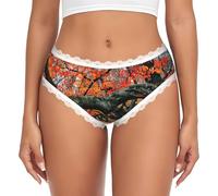 LMNvbz Tree In The Fall Print Culotte en dentelle pour femme, douce, respirante et extensible, pour un port confortable au quotidien, blanc, XXL