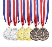 LMOGWL 3pcs Digital Metal Medal Pendentif avec Ruban de Satin Rond pour Les Jeux de Bureau/compétitions Sportives/Salle de Classe, médaille d'or pour Les Enfants médaille d'argent Bronze