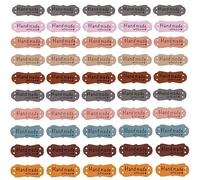 LMOGWL 50 Pièces Étiquettes en Cuir Faites à la Main, Microfibre Étiquettes Tissées en Cuir avec Coeurs d'Amour Etiquette Fait Main a Coudre pour l'Artisanat Tricot Sacs à Main Vêtements(10 Couleurs)