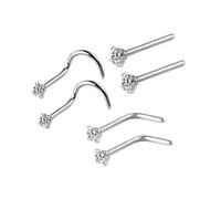 lmoikesz Anneaux de nez lisses pour femmes, clous de nez hypoallergéniques, anneaux en forme L durables qui ne se décolorent pas facilement, même portés longtemps, Argent, 0.8 x 7 x 2 cm