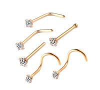 lmoikesz Anneaux de nez lisses pour femmes, clous de nez hypoallergéniques, anneaux en forme L durables qui ne se décolorent pas facilement, même portés longtemps, Or, 0.8 x 7 x 2 cm