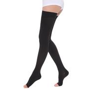 lmoikesz Bas Confortables au Dessus du Genou, faciles à Porter, Respirants, à la Mode, Chauds, en Nylon, à Compression médicale, Tendance, Bout Ouvert-Noir, S