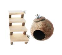 lmoikesz Cachette en Bois en Noix de Coco pour Hamsters : Un Refuge Confortable pour Que Les Petits Animaux puissent Dormir et Jouer Toute la journée, Tout profitant de Moments Calme. Cachette Bois