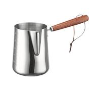 lmoikesz Cafetière turque à long manche avec chauffe-café pour boissons mousseuses, latte art, création de cafés d'exception, pichet à lait, chauffe-lait, pot mousser, Argent, 600 ml