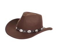 lmoikesz Chapeau de Cowboy Western Chapeau Haut de Forme Jazz Accessoire élégant pour Les fêtes de Carnaval et Les célébrations costumées Festivals Western Cowboy Adultes, Café
