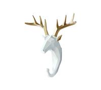 lmoikesz Crochet à clé en résine, ajout Durable et Fonctionnel à la Maison, Crochet Mural en résine Robuste et Durable, tête d'éléphant, Animal, Or Blanc (cerf)