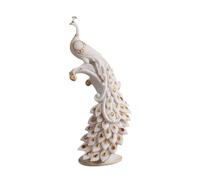 lmoikesz Figurine Animale décorative en résine pour Salle de Mariage, Statue de Paon, Art Haut Gamme, décoration Table, entrée, Bureau, etc, Blanc, 16x12.5x40cm