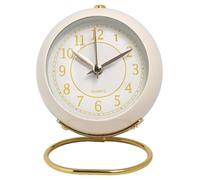 lmoikesz Horloge analogique Ronde silencieuse avec veilleuse pour Chevet, réveil de Bureau Rond Vintage ABS rétro et Simple