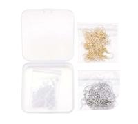 lmoikesz Kit de création de bijoux pour femmes, comprenant des apprêts, des crochets et supports boucles d'oreilles dorés, ainsi que embouts sécurité et butées en silicone transparent.