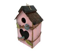 lmoikesz Maison d'oiseau Rustique en Forme de Chalet de Campagne, décoration extérieure, Maison d'oiseau Suspendue pour l'extérieur en Bois, abri pour nichoir Bois, décoration Patio, Cour, nid