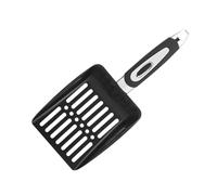 lmoikesz Pelle à litière pour Chat à tamisage, Manche en Bois, en Acier Inoxydable de qualité supérieure, ajourée, idéale pour Les Chatons, avec Long Manche métal, Noir, 25.2 x 10.8 cm