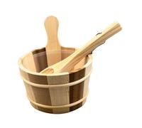 lmoikesz Seau et louche de sauna grande capacité, accessoires de baignoire en bois faits main, pot fleurs pour tout type bain, ensemble sauna et louche multifonctionnel pour l'extérieur, salle bain