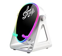 lmoikesz Support de téléphone avec Enceinte Bluetooth, Charge sans Fil et Support réglable pour Bureau à Domicile Bureau. Connexion par Induction et Bluetooth pour Un Son renforcé, Blanc