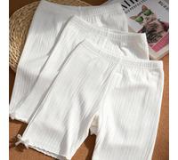 LMoss Lot de leggings de cyclisme en tricot de couleur unie pour préadolescente, short blanc pour préadolescente avec détail nœud, short côtelé long, lot de 3 shorts pour fille 7Y,8Y,9Y,10Y,11Y,12Y,13