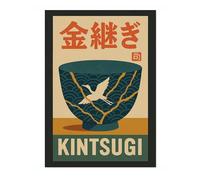 Lmovutcom Affiche d'Art Kintsugi, Tableau d'Exposition sur Toile, Décoration Murale Rétro, Estampes Vintage de Voyage Japon, Image Murale pour Salon et Chambre, Non Encadrée