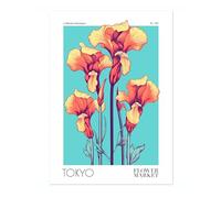 Lmovutcom Affiche d'Art Marché aux Fleurs Tokyo, Image Impression Murale Florale Iris, Estampes Illustration Botaniques, Décoration Murale pour Salon, Chambre ou Couloir, Sans Cadre