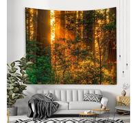 Lmovutcom Coucher de soleil du soir lumière et ombre dans la forêt paysage naturel décoration murale tissu suspendu maison chambre tissu tenture murale grande tapisserie