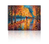 Lmovutcom Décoration murale sur toile automnale, peinture, affiche Rendez-vous à Paris ce soir, œuvre d'art représentant une vue de rue pour la décoration du salon, de la salle de bain (sans cadre)