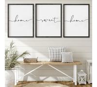 Lmovutcom Ensemble de 3 panneaux décoratifs muraux « Home Sweet Home » de style ferme, à placer au-dessus du lit, pour la décoration de la chambre à coucher (sans cadre).
