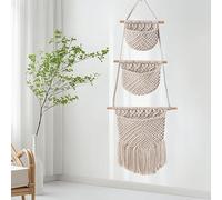 Lmovutcom Panier à Fruits Suspendu à Trois Couches pour la Cuisine à Domicile Sac en Filet à Fruits décoratif bohème Sac en Filet tissé