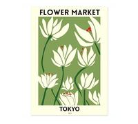 Lmovutcom Poster Décoration Murale Florale Tokyo, Estampes d'Art Marché aux Fleurs, Tirages Image Voyage Minimaliste Coloré, Poster Toile Vintage, Tableau Rétro Mur Salon Chambre, Sans Cadre