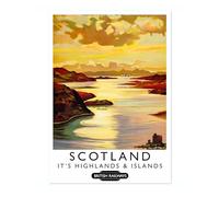 Lmovutcom Poster Impression Oeuvre Écosse Highlands & Îles, Tableau Impression Murale Paysage Montagneux, Affiches Chemins de Fer Écossais, Art Mural UK Vintage, Décoration Maison Salon, Sans Cadre